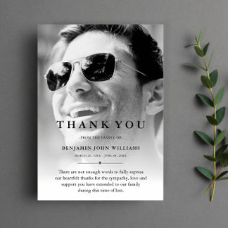 Thank You Custom Funeral Photo Sympathy Grief Loss Card