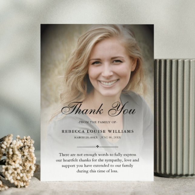 Thank You Custom Funeral Photo Sympathy Grief Loss Card (Creator Uploaded)