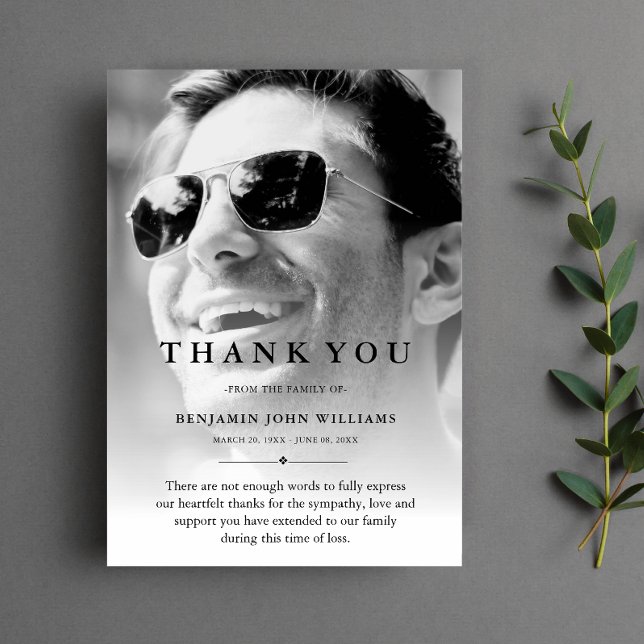 Thank You Custom Funeral Photo Sympathy Grief Loss Card (Creator Uploaded)
