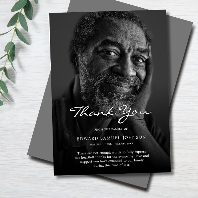Thank You Custom Funeral Photo Sympathy Grief Loss Card (Sympathy Thank You Custom Photo)