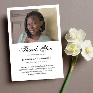 Thank You Custom Funeral Photo Sympathy Grief Loss Card