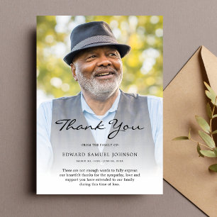 Thank You Custom Funeral Photo Sympathy Tribute  Card