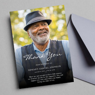 Thank You Custom Funeral Photo Sympathy Tribute  Card