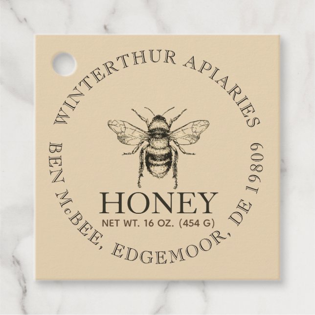Thank You Custom Honey Jar Bee Tags (Front)