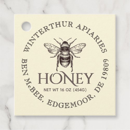 Thank You Custom Honey Jar Bee Tags Ivory