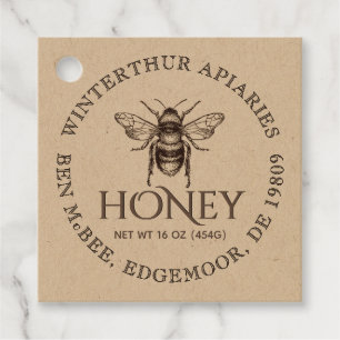Thank You Custom Honey Jar Bee Tags Kraft
