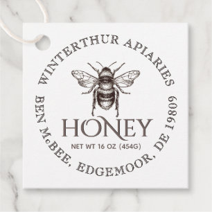 Thank You Custom Honey Jar Bee Tags White