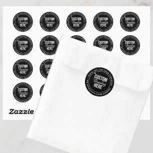 Thank You Custom Logo Black Small Business Classic Round Sticker