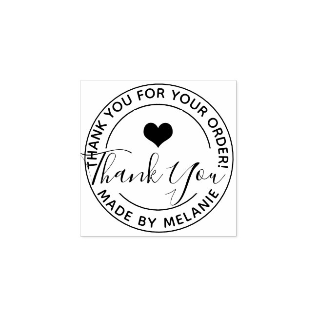Thank You Custom Logo Elegant Script Circle Text Rubber Stamp
