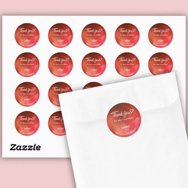 Thank You Custom Logo/Website Red Stickers Sheet (Creator Uploaded)