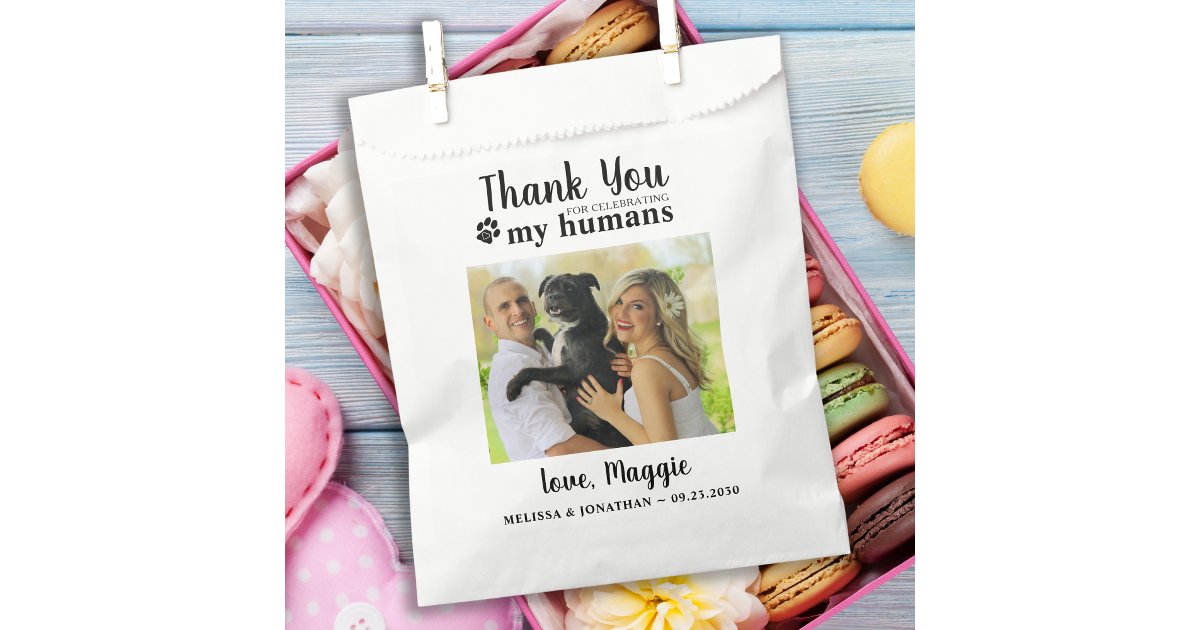 Thank You Custom Pet Photo Dog Treat Wedding Favor Bag | Zazzle