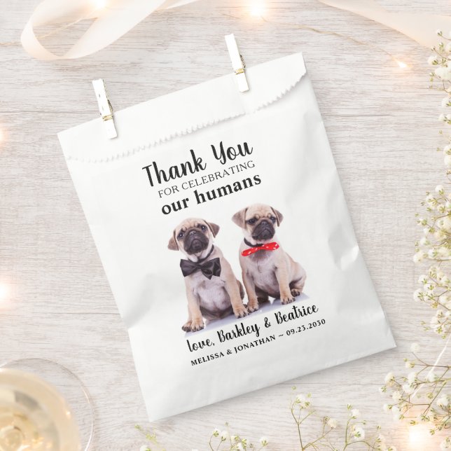 Thank You Custom Photo Dog Treat Pet Wedding  Favor Bag (Clipped)