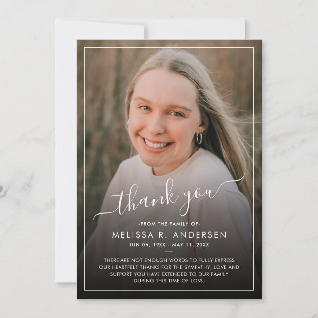 Thank You Custom Photo Funeral Sympathy Grief Loss (Front)