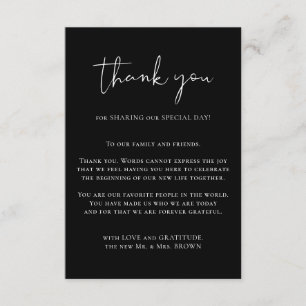 Thank you custom photo simple BLACK Enclosure Card