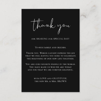 Thank you custom photo simple BLACK Enclosure Card