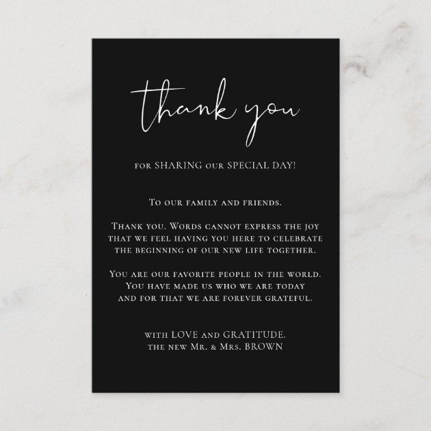 Thank you custom photo simple BLACK Enclosure Card