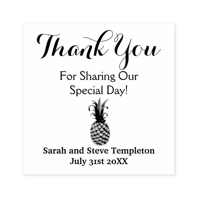 Thank You Custom Pineapple Wedding  Rubber Stamp (Imprint)