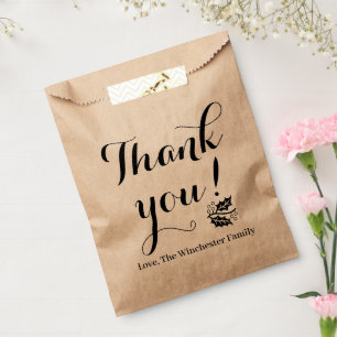 Thank You custom script rustic kraft Thanksgiving Favor Bag