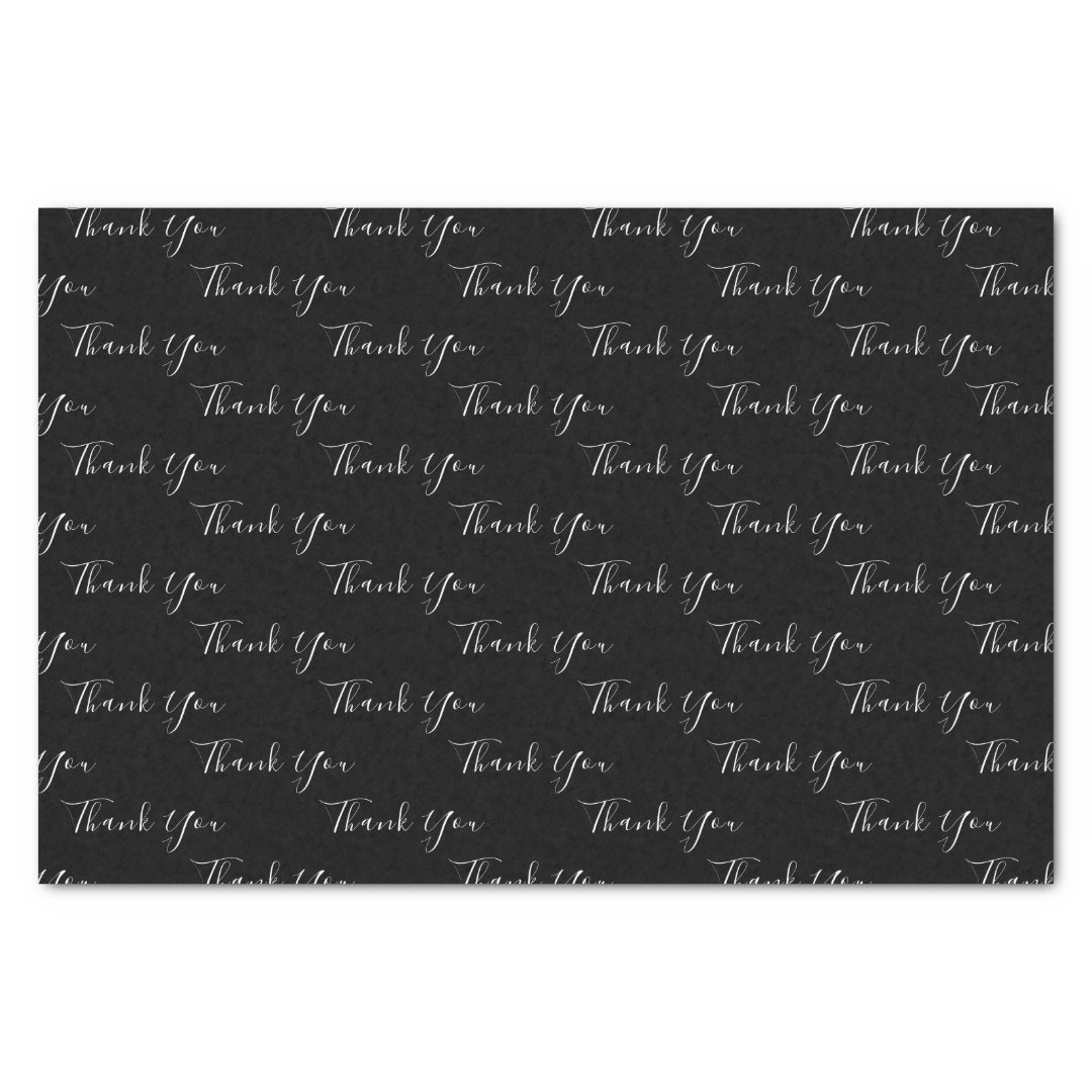 Thank You Custom Text Black And White Tissue Paper | Zazzle