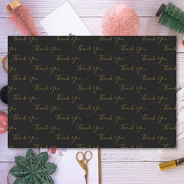 Thank You Custom Text Black Tissue Paper (Creator Uploaded)