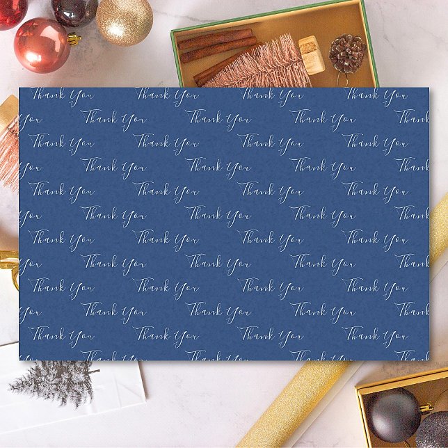 Thank You Custom Text Blue And White Tissue Paper (Creator Uploaded)