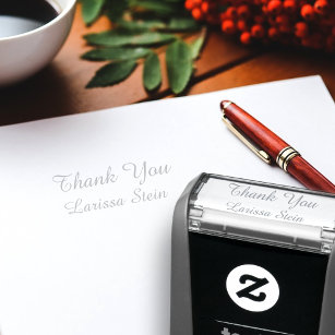 thank you (custom text) with name, simple self-inking stamp