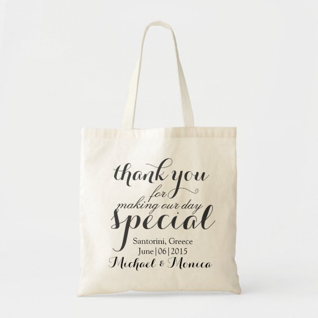 Thank You Custom Wedding Hotel Gift Tote Bag (Front)