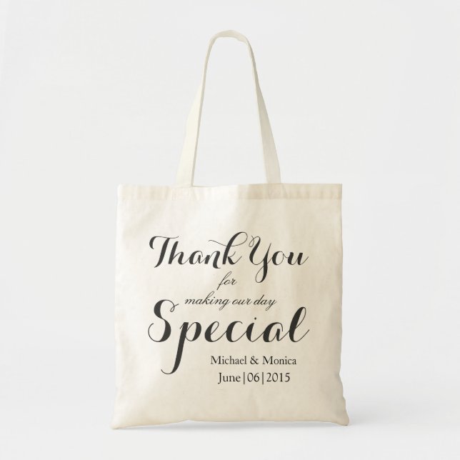 Thank You Custom Wedding Hotel Gift Tote Favor Bag (Front)