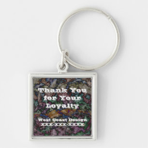 Thank You Customer Loyalty Token Colorful Mosaic Keychain