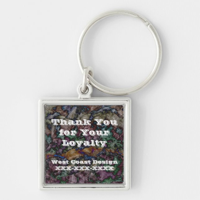 Thank You Customer Loyalty Token Colorful Mosaic Keychain (Front)