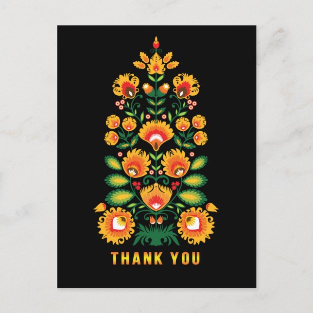 Thank you customizable folklore postcard (Front)