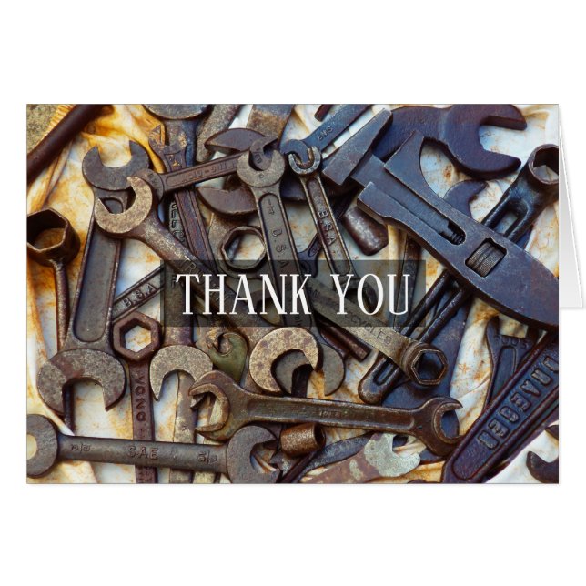 "Thank You" Customizable Vintage Tools Card (Front Horizontal)