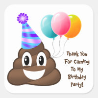 Thank You Customized Poop Emoji Birthday Stickers