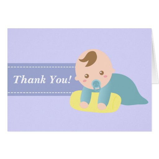 Thank You - Cute Baby Boy with Yellow Pillow Stationery Note Card | Zazzle