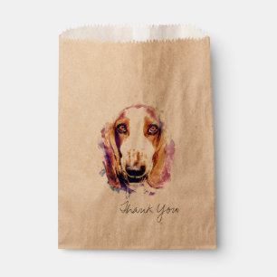 Thank You Cute Basset Hound Dog Face Favor Bag