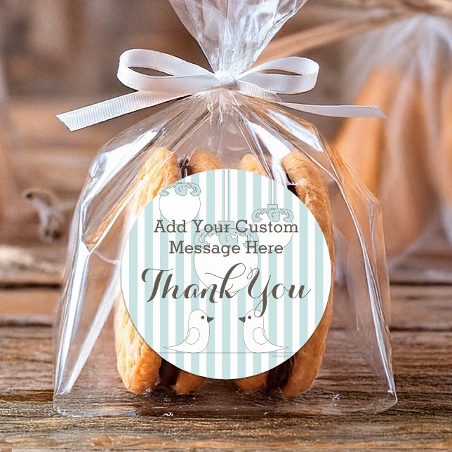 Thank You Cute Birds Baby Shower / Birthday Favor Classic Round Sticker (Creator Uploaded)