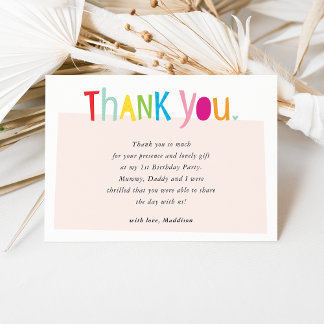 THANK YOU cute colorful modern typography Card