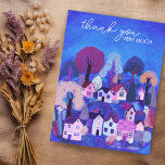 THANK YOU Cute Country Village Illustration Postcard<br><div class="desc">Customize this sweet thank you card with handmade art. Click on “Personalize” above to edit the text. Then click "edit using design tool" to adjust the fonts, colors and placements. Check my shop for more or let me know if you'd like something custom! Also available as a digital download so...</div>
