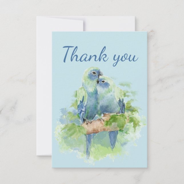 Thank You Cute Cuddling Blue Parrot Birds (Front)