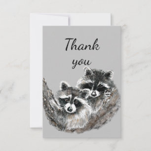 Thank You Cute Cuddling Raccoon Hugs Love Animal Card