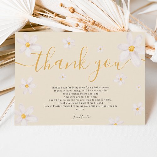 Thank you cute daisy watercolor gold baby shower