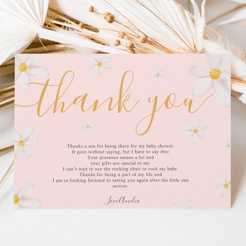 Thank you cute daisy watercolor gold baby shower