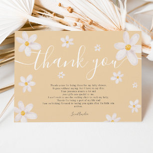 Thank you cute daisy watercolor gold baby shower invitation