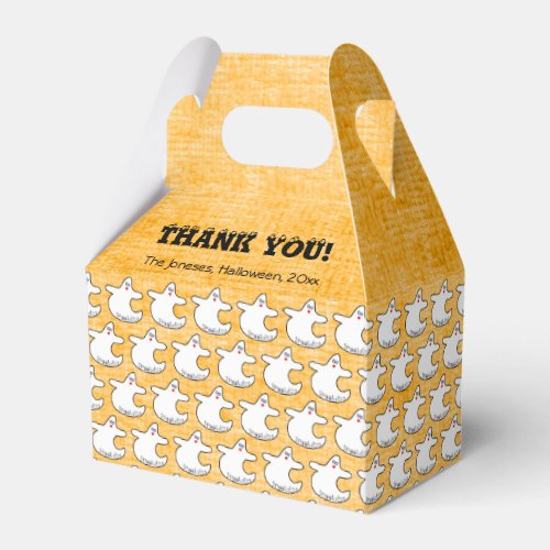 Thank You Cute Diva Ghost Halloween Pattern Orange Favor Boxes