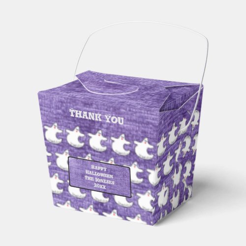 Thank You Cute Diva Ghost Halloween Pattern Purple Favor Boxes