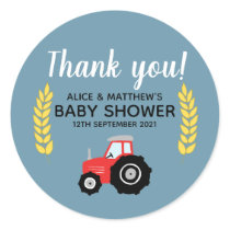 Thank You Cute Farm Animals Tractor Baby Shower Classic Round Sticker
