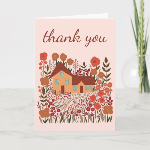 Thank You Cute Farmhouse Flowers Autumn Card