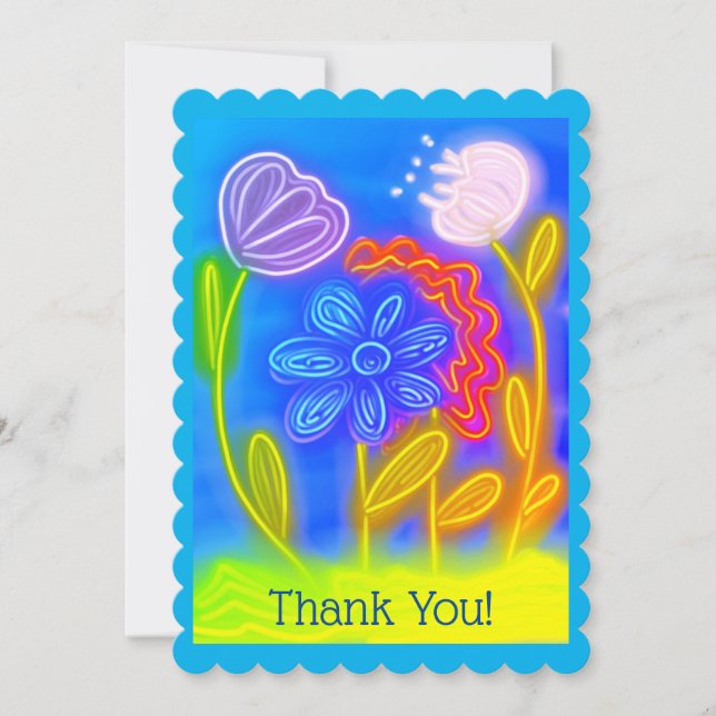 Thank You Cute Flower Drawing Card (Front)