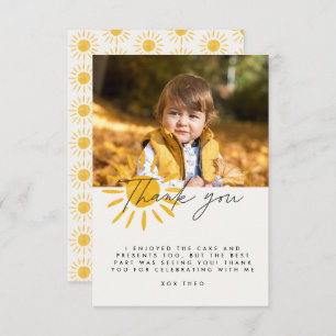 Thank you cute fun watercolor sun birthday