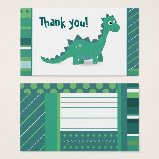 Thank you cute green dinosaur card (Front & Back)